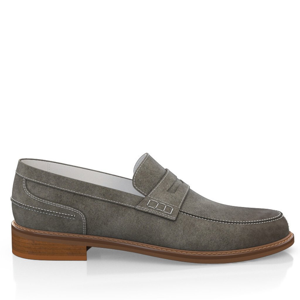 Yash Leather Handmade Gray Suede Leather Loafer Shoes For Men